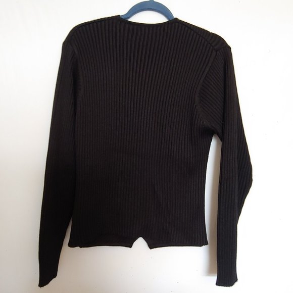 Fay's at Mira sophisticate black wrap thick rib knit long sleeve sweater size XL - Picture 11 of 12